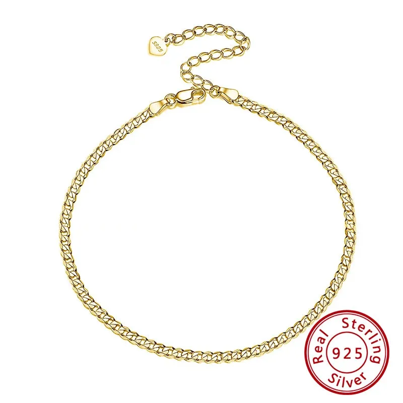925 Sterling Silver Cuban Chain Anklets