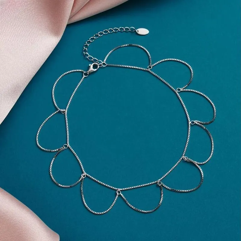 925 Sterling Silver Italian 0.8mm Box Chain Anklets for Women