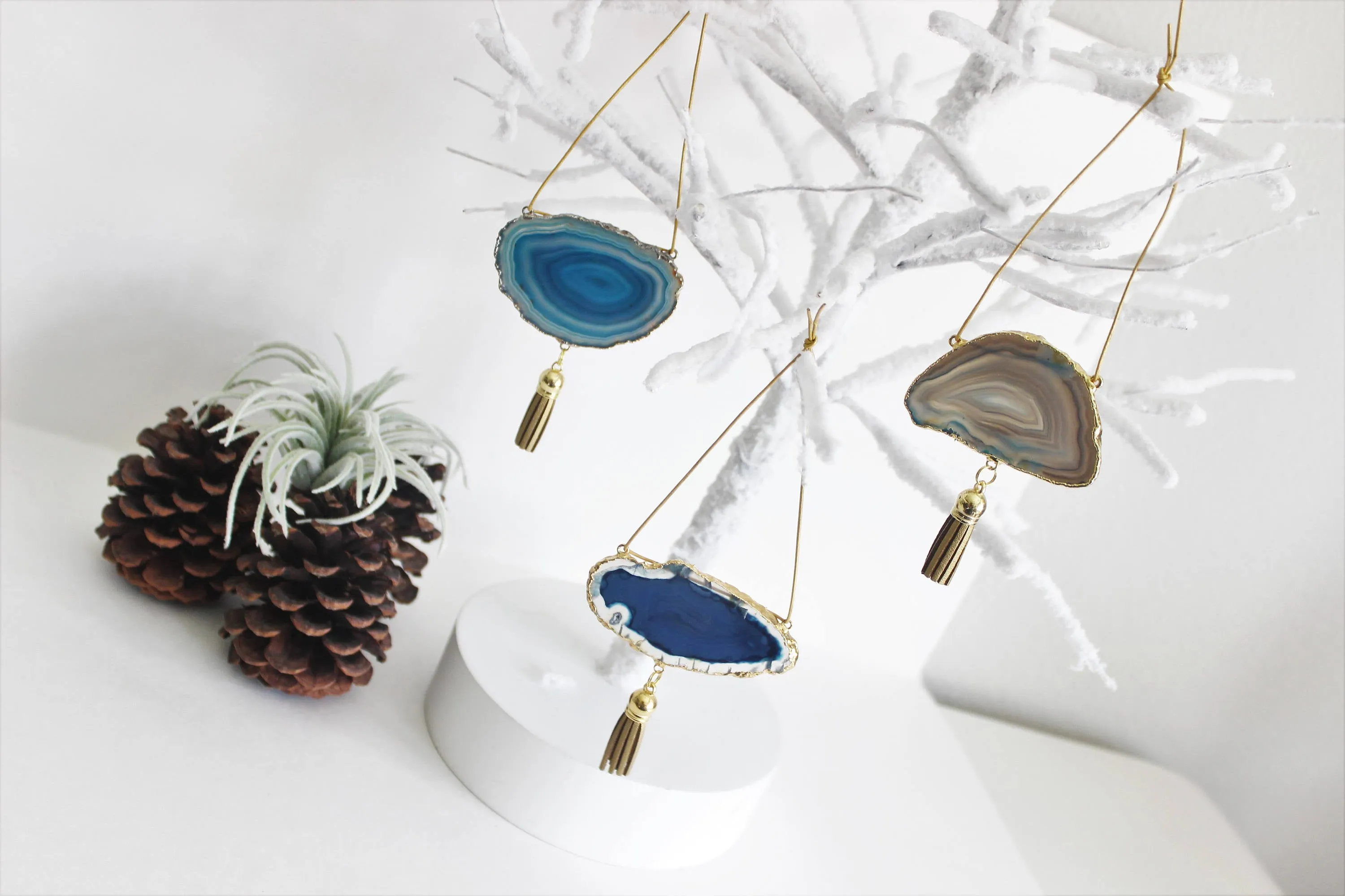 Agate Geode Ornament Set (C)