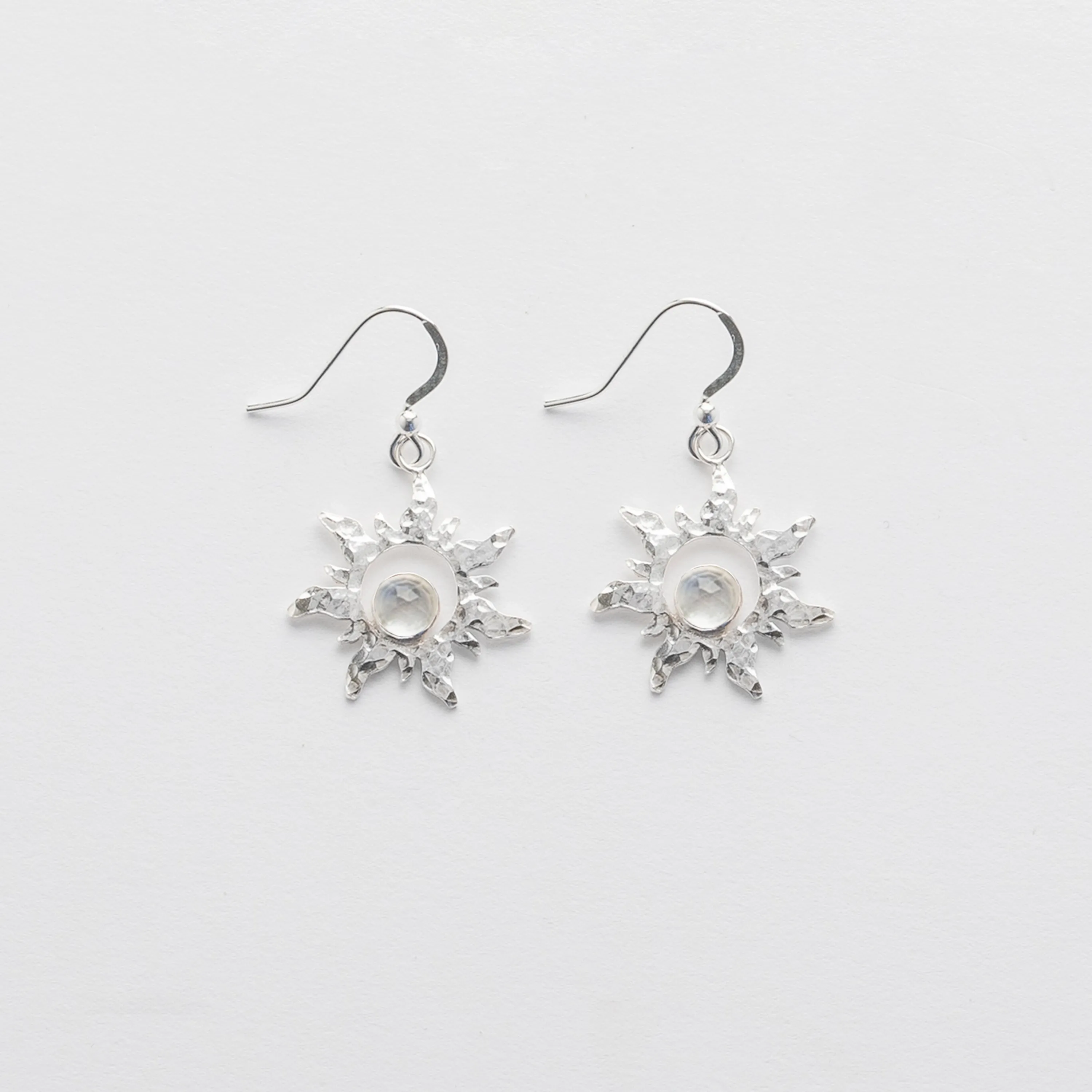 Amaterasu White Topaz Sun Earrings