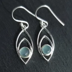 Aqua Chalcedony Marquis 925 Sterling Silver Earrings, E35C