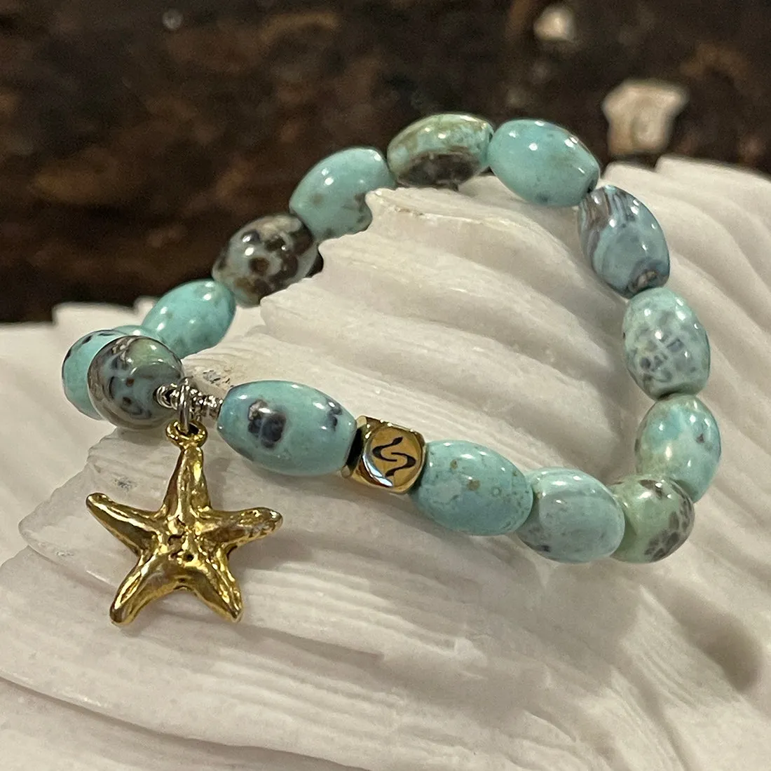 AQUA Dragon Skin Agate Stretchy Bracelets - ALL 5