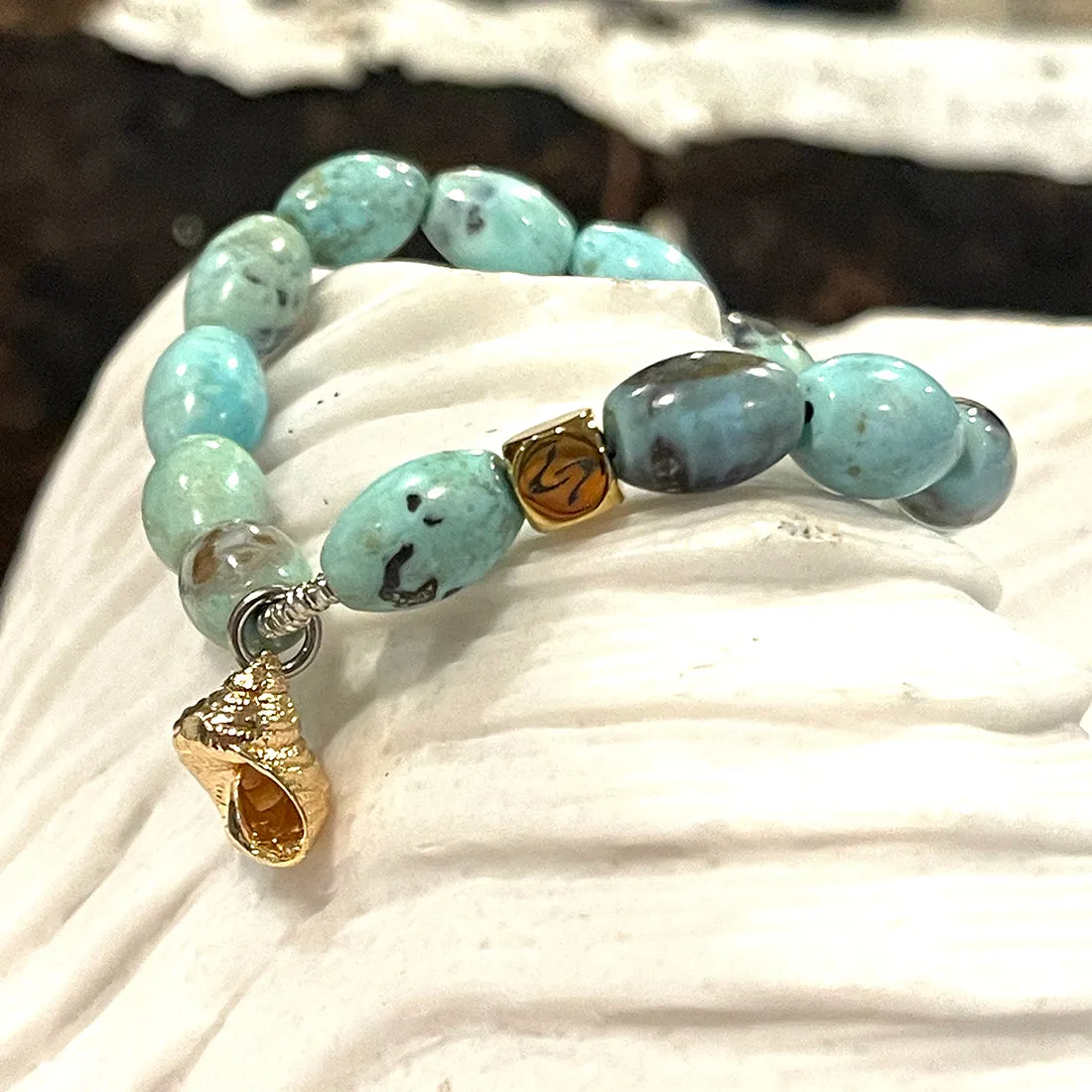 AQUA Dragon Skin Agate Stretchy Bracelets - ALL 5