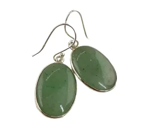 Aventurine Sterling Silver Oval Earrings