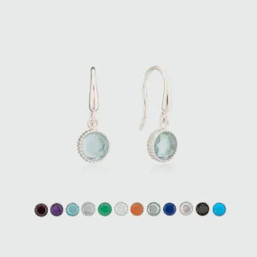 Barcelona Sterling Silver Birthstone Hook Earrings