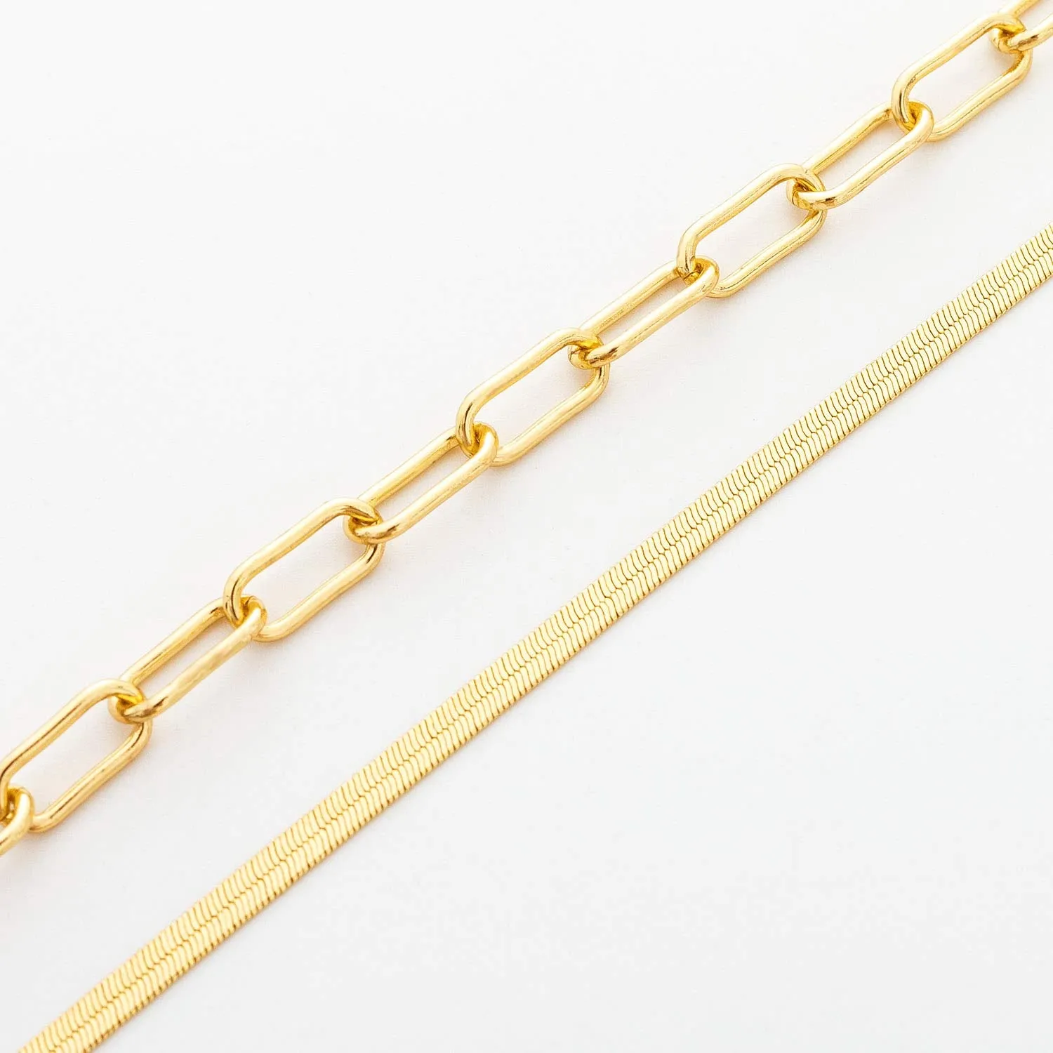 BaubleStar Link Layered Necklace Gold Layering Paperclip Chain Choker for Women 2 Layers Gold