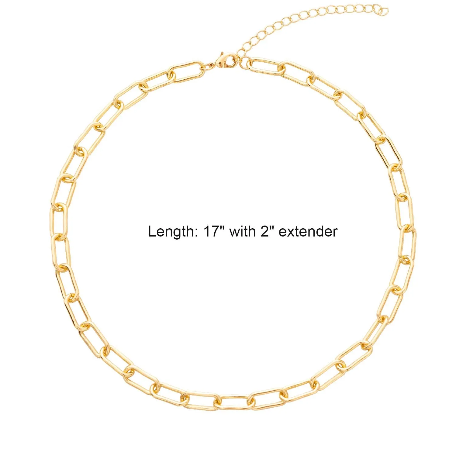 BaubleStar Link Layered Necklace Gold Layering Paperclip Chain Choker for Women 2 Layers Gold