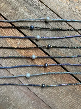 Beaded Choker Necklace with tiny pearl