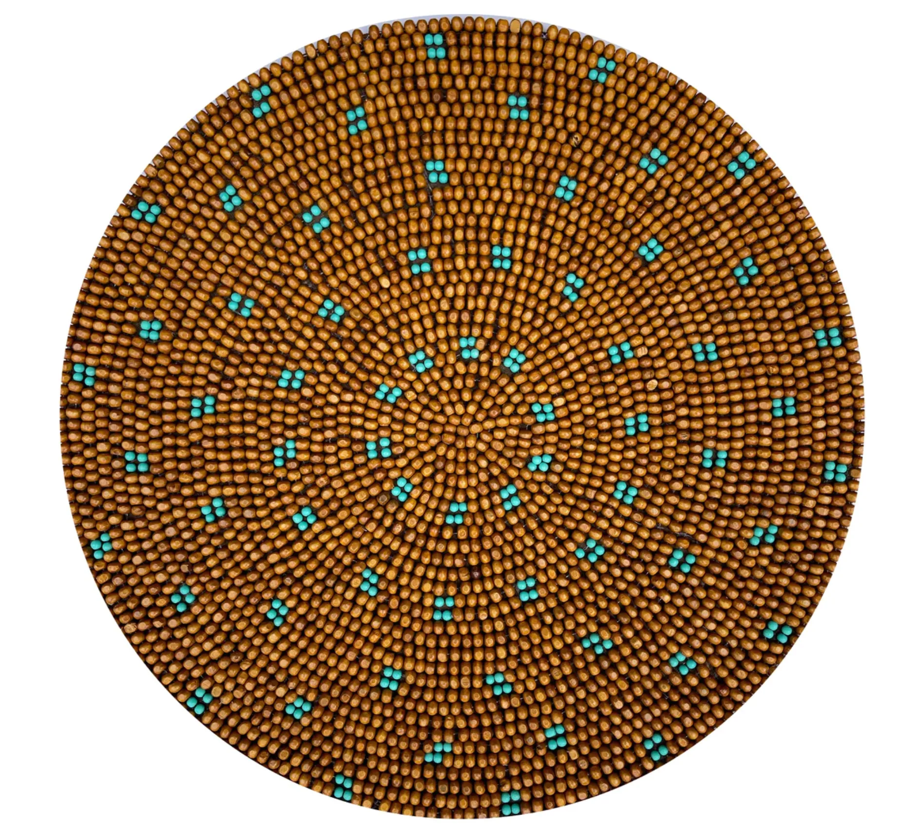 Beaded Placemat, Dark Wood & Turquoise