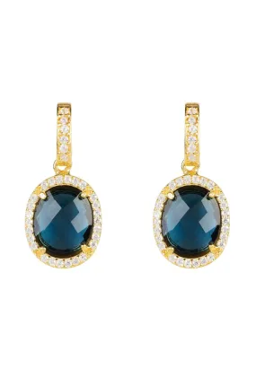 Beatrice Oval Gemstone Drop Earrings Gold Sapphire Hydro