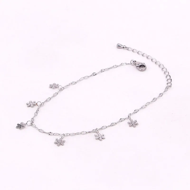 Beautiful Snowflake Charm Anklets For Women