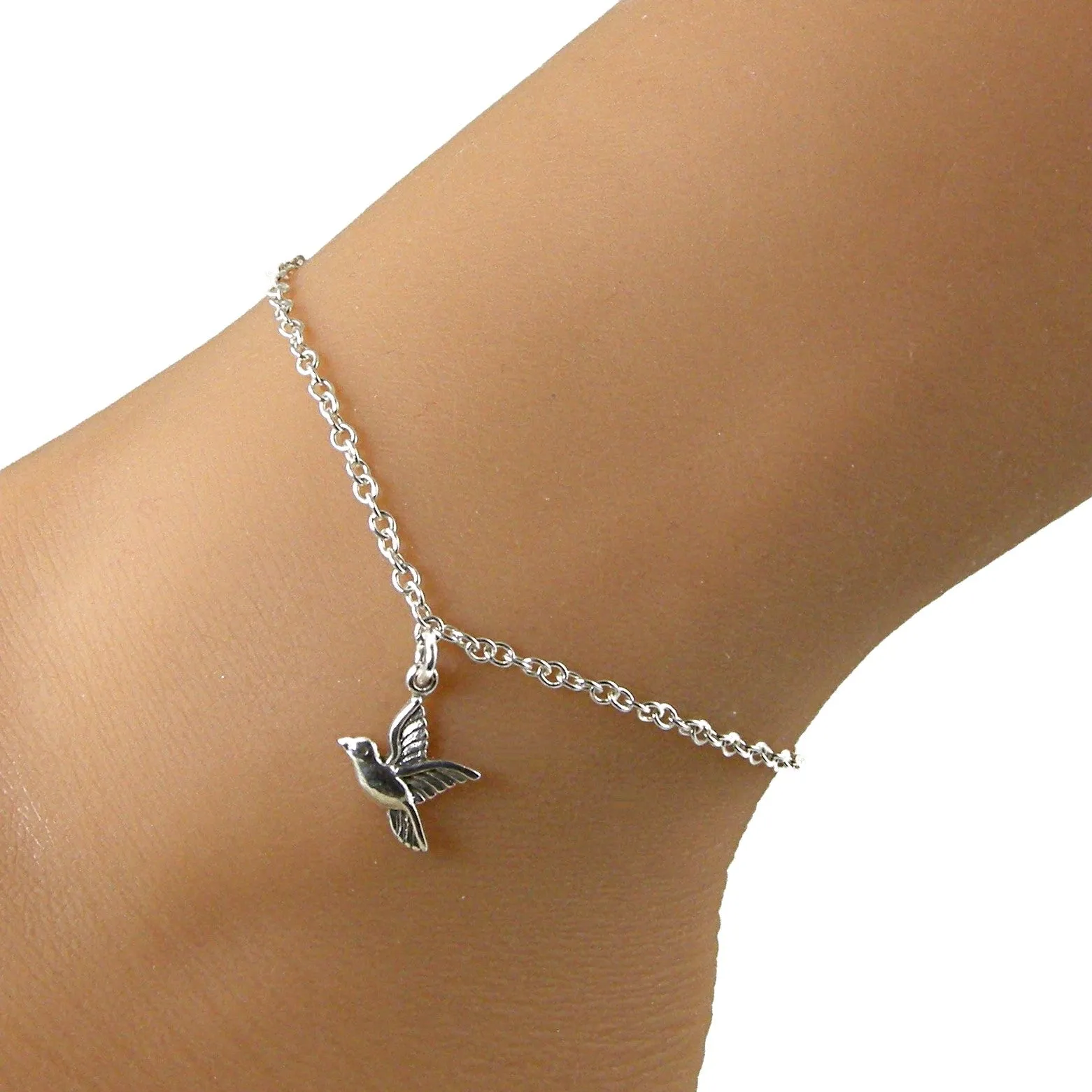 Bird Anklet, Sterling Silver Bird Anklet