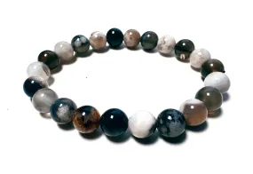 Black Flower Agate Beaded Bracelet
