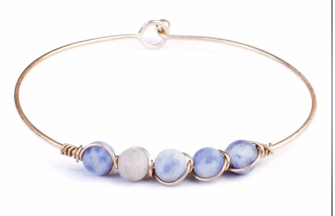Blue Agate Wire Wrap Bracelet