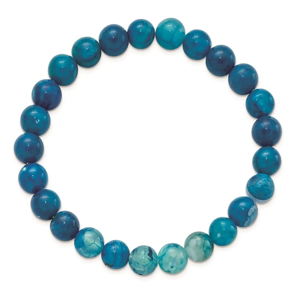 Blue Fire Agate Beaded Stretch Bracelet