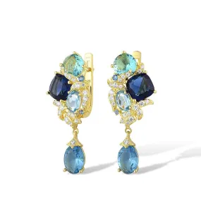 Blue Gemstone Drop Earrings
