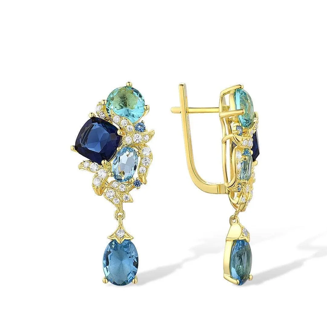 Blue Gemstone Drop Earrings