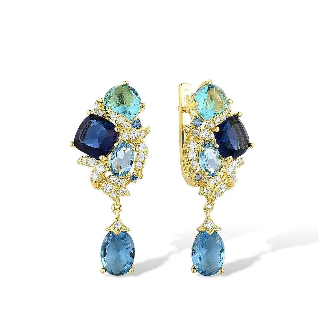 Blue Gemstone Drop Earrings