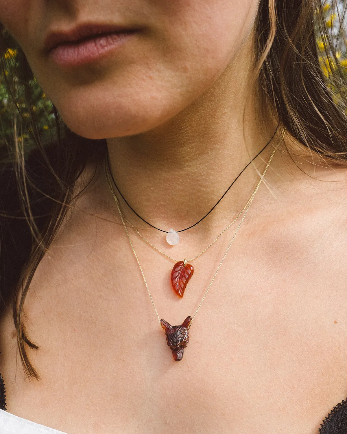 Blue Lace Agate Vegan Silk Necklace