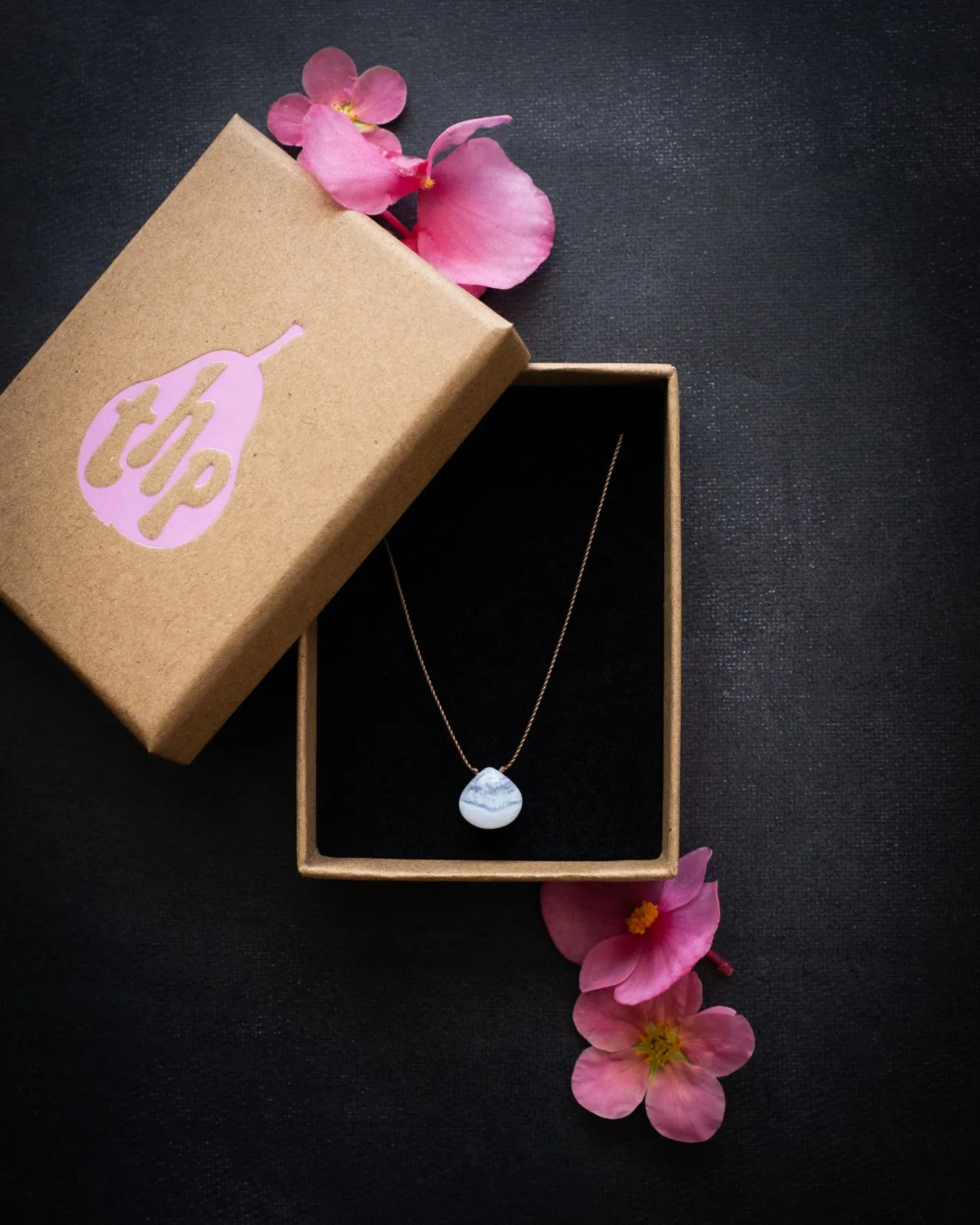 Blue Lace Agate Vegan Silk Necklace