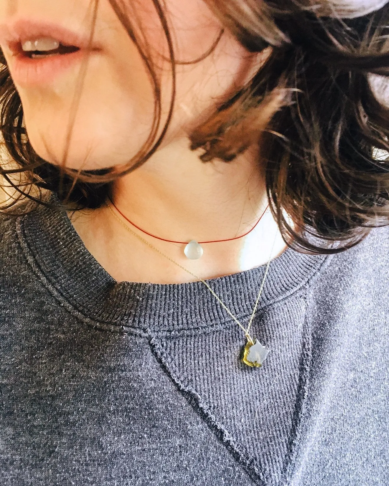 Blue Lace Agate Vegan Silk Necklace
