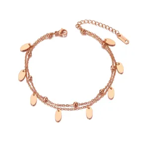 Bohemia Double Layers Small Disc Charm Anklet For Women Girl