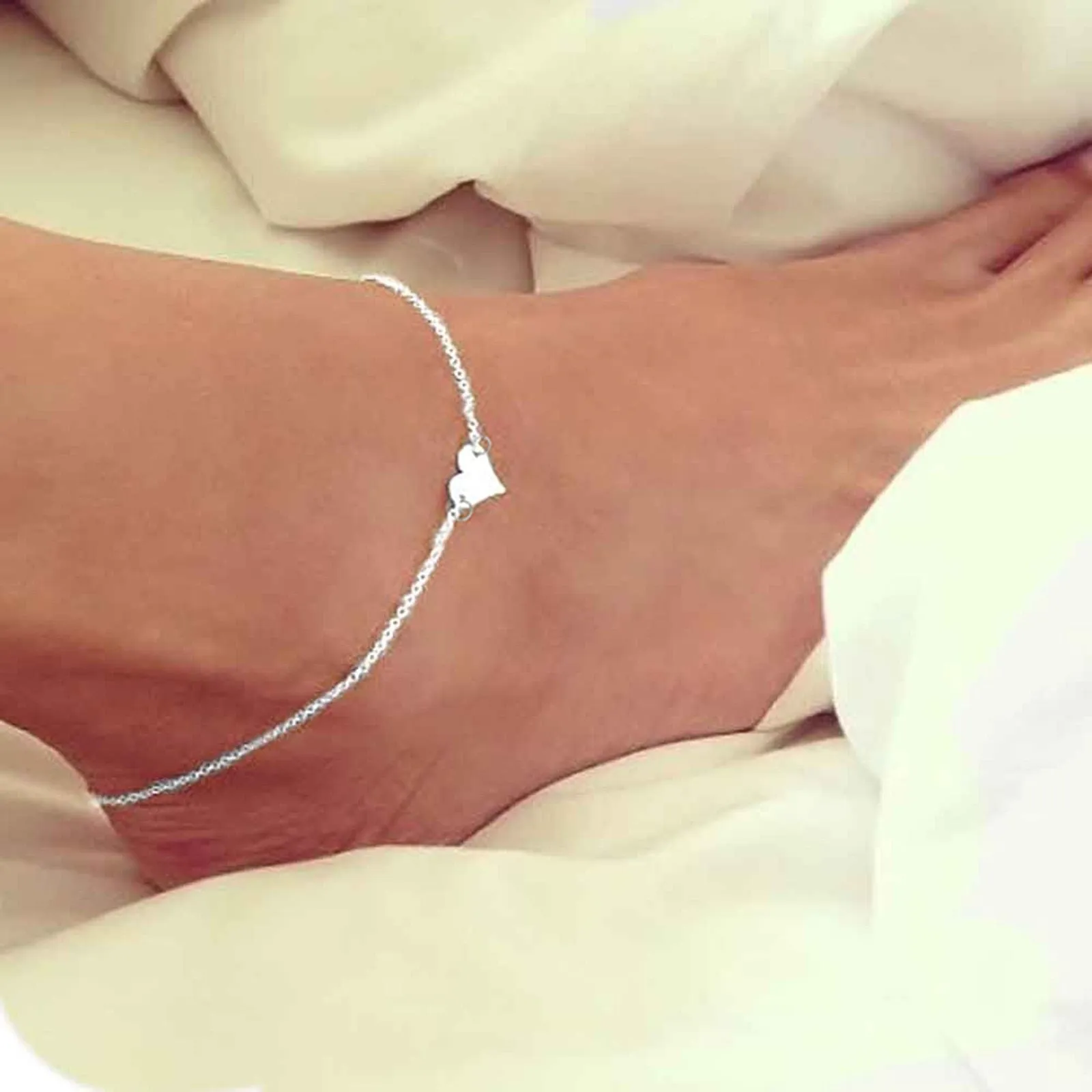 Bohemian Silver Color Anklet Bracelet On The Leg