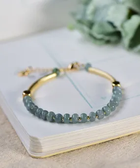 Boutique Blue 14K Gold Agate Chain Bracelet