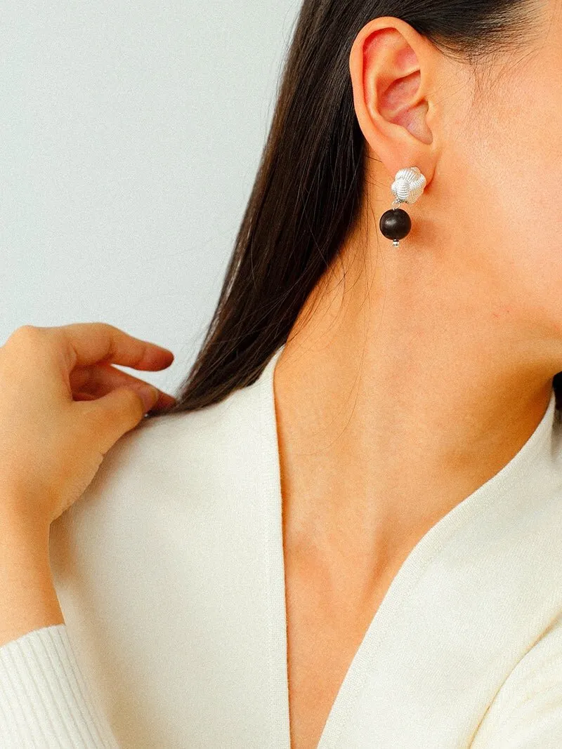 Braided Knot Agate Ebony Earrings
