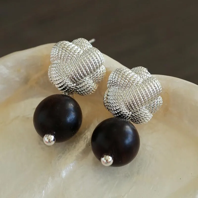 Braided Knot Agate Ebony Earrings
