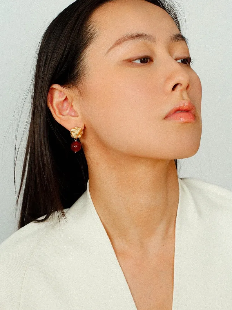 Braided Knot Agate Ebony Earrings