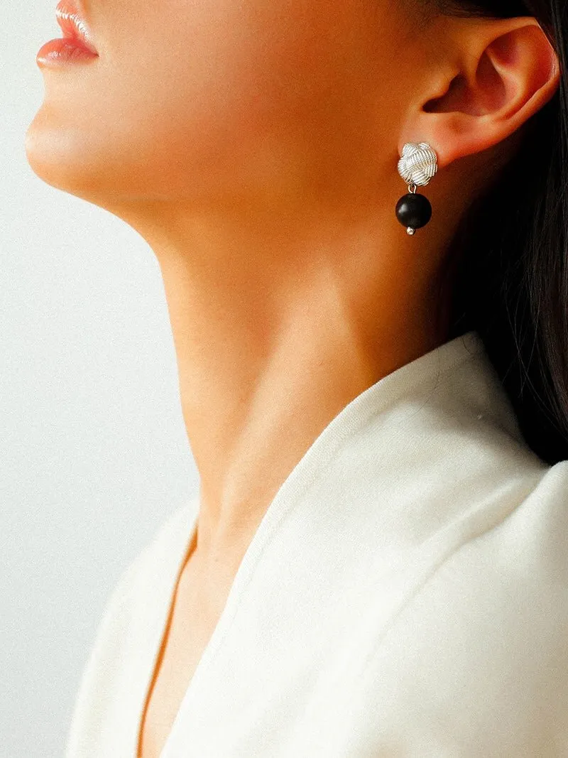 Braided Knot Agate Ebony Earrings