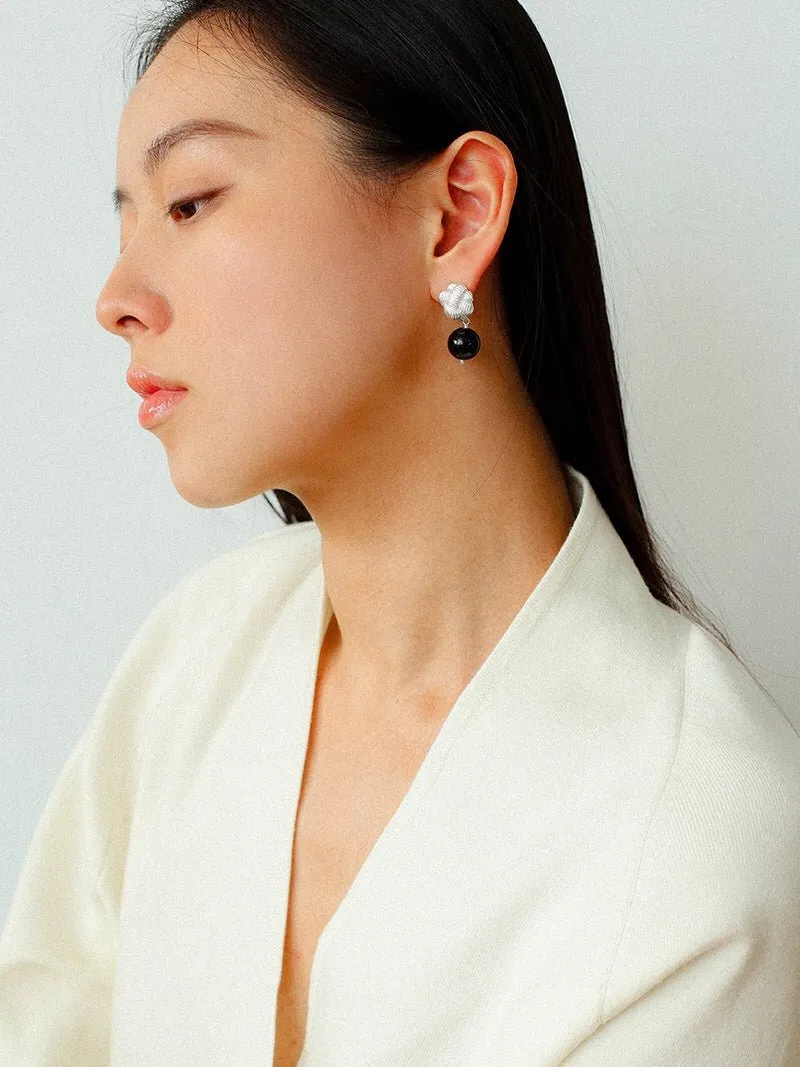 Braided Knot Agate Ebony Earrings