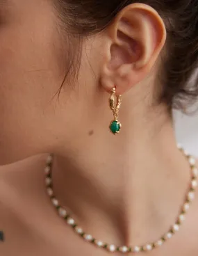C-shaped Malachite Earrings Gold