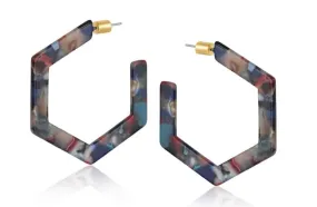 Camille Resin Hexagon Statement Hoop Earrings