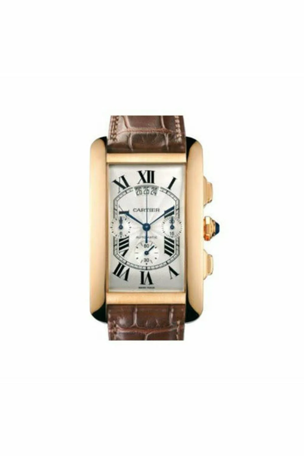 cartier tank americaine 18kt 52mm x 31.4mm rose gold men's watch
