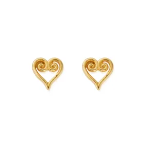 ChloBo Scroll Heart Stud Earrings - Gold