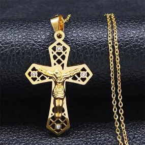 Christian Jesus Cross Pendant Necklace for Women Men