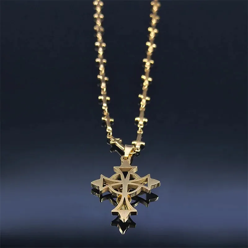 Christian Jesus Stainless Steel Gold Color Choker Necklace Women/Men