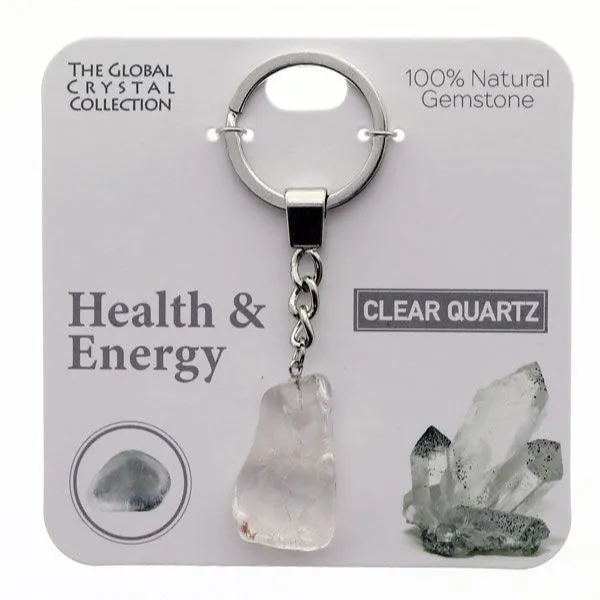 Clear Quartz Health & Energy Gem Keyring