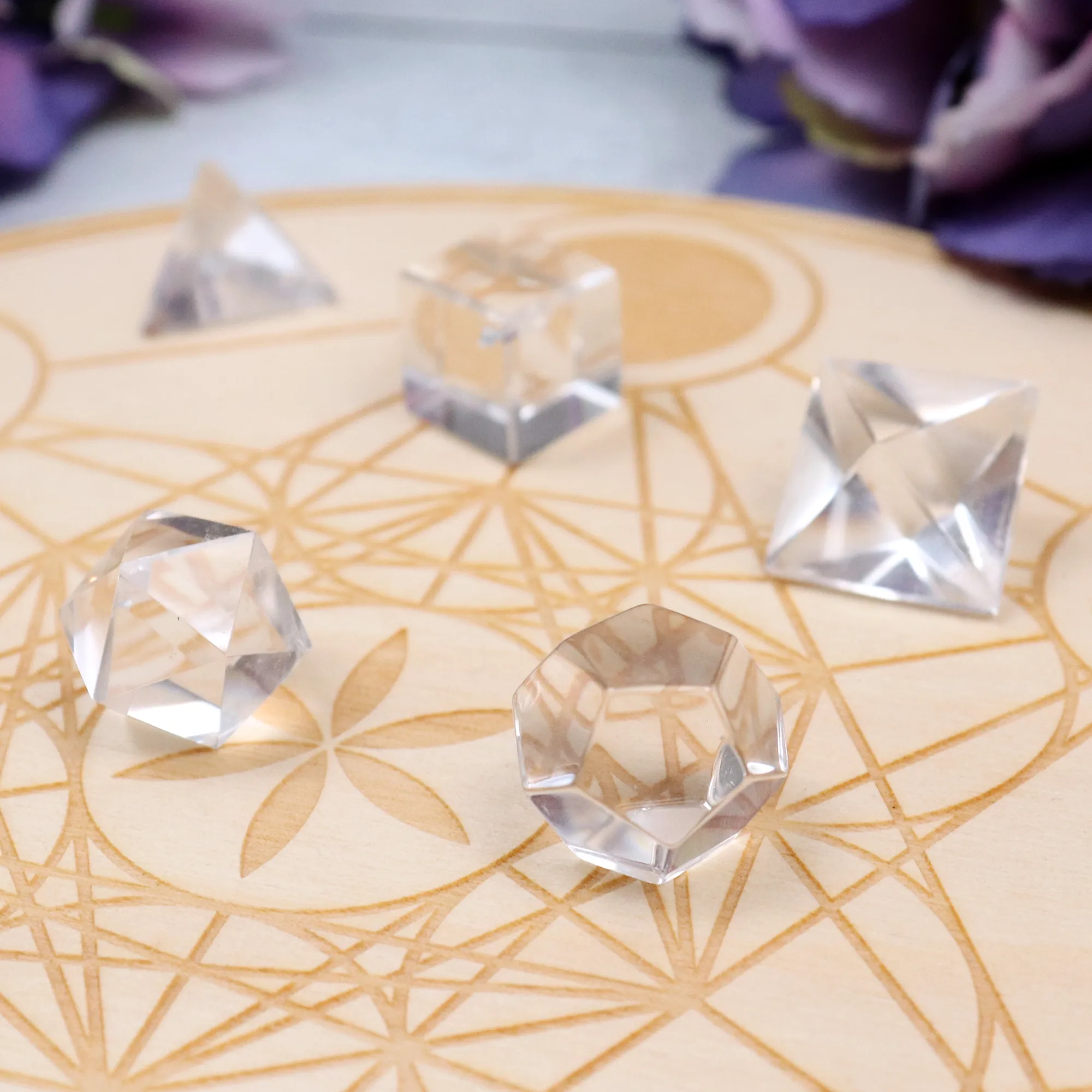 Clear Quartz Mini Platonic Solid Set