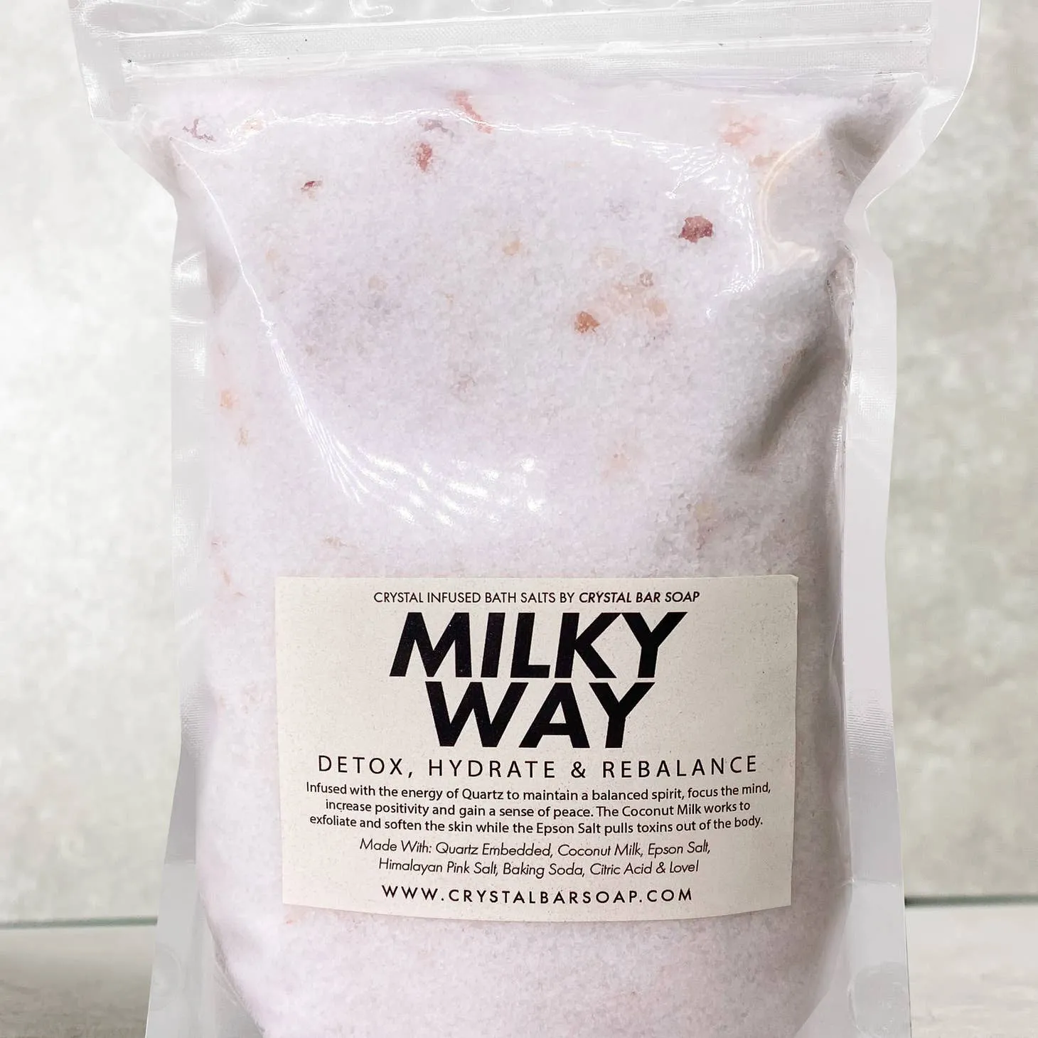 Crystal Bar Soap Milky Way - Clear Quartz Crystal Infused Bath Salt