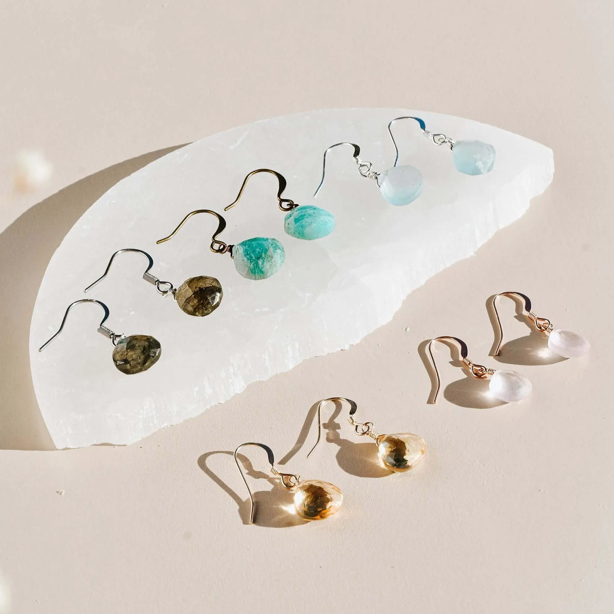 Custom Gemstone Teardrop Dangle Earrings