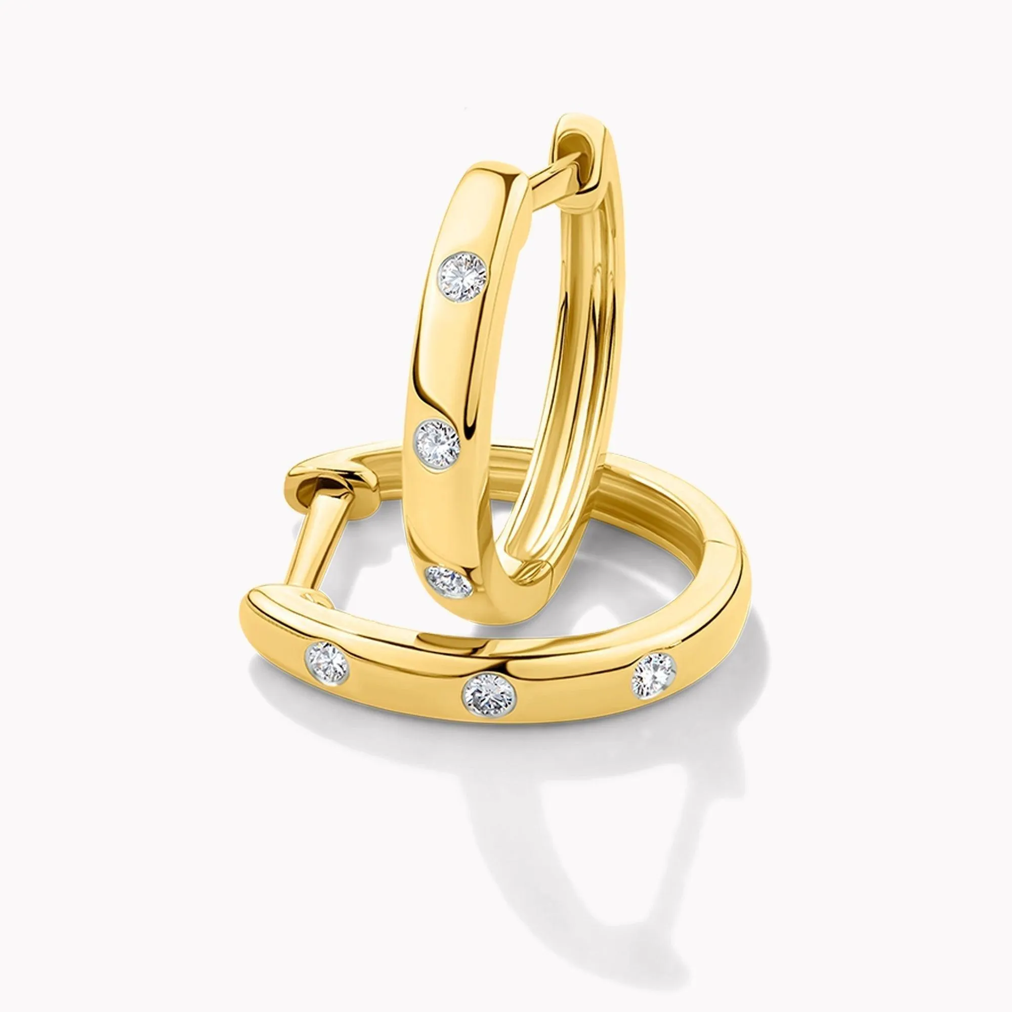 Diamond Huggie Earrings in 9ct Yellow Gold