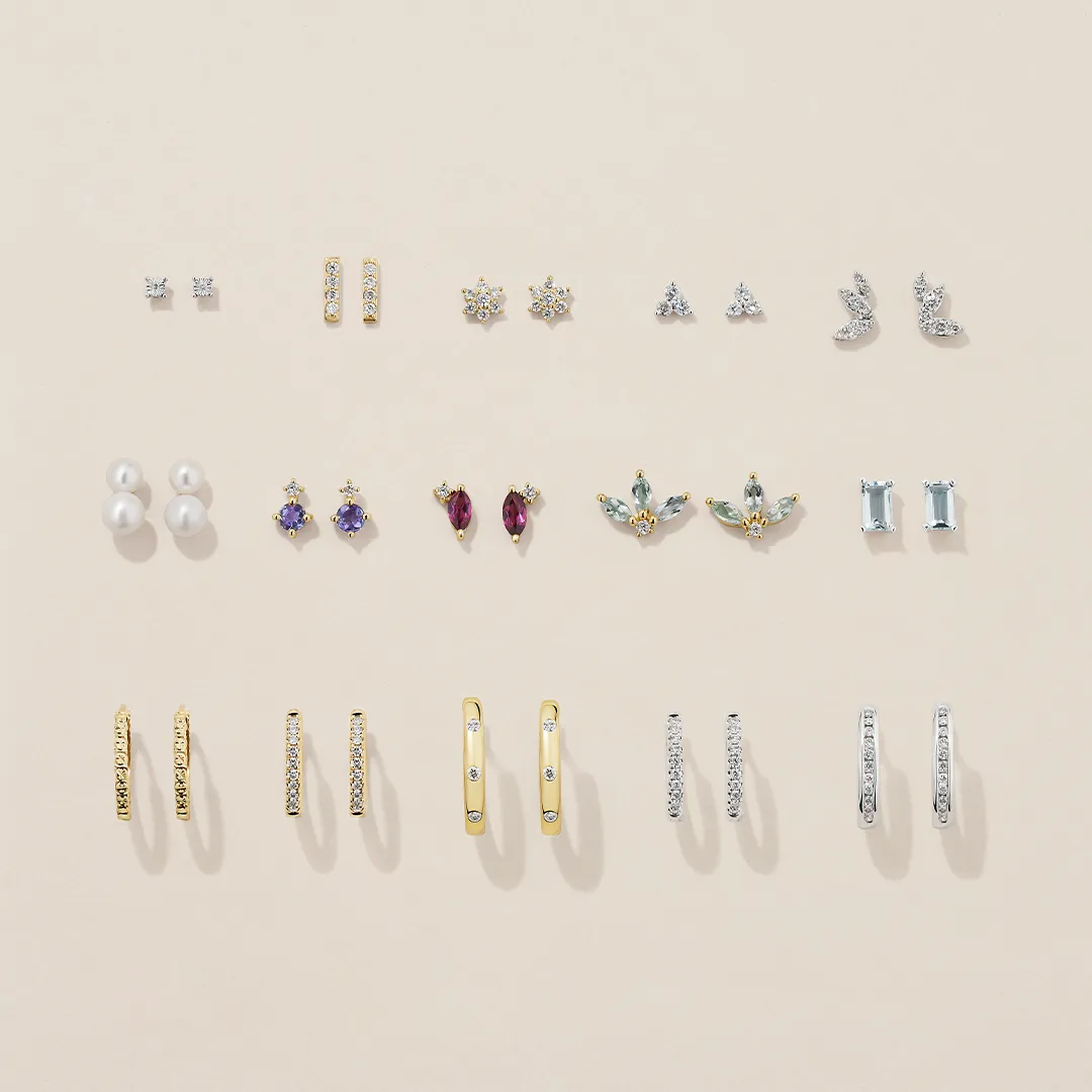 Diamond Huggie Earrings in 9ct Yellow Gold