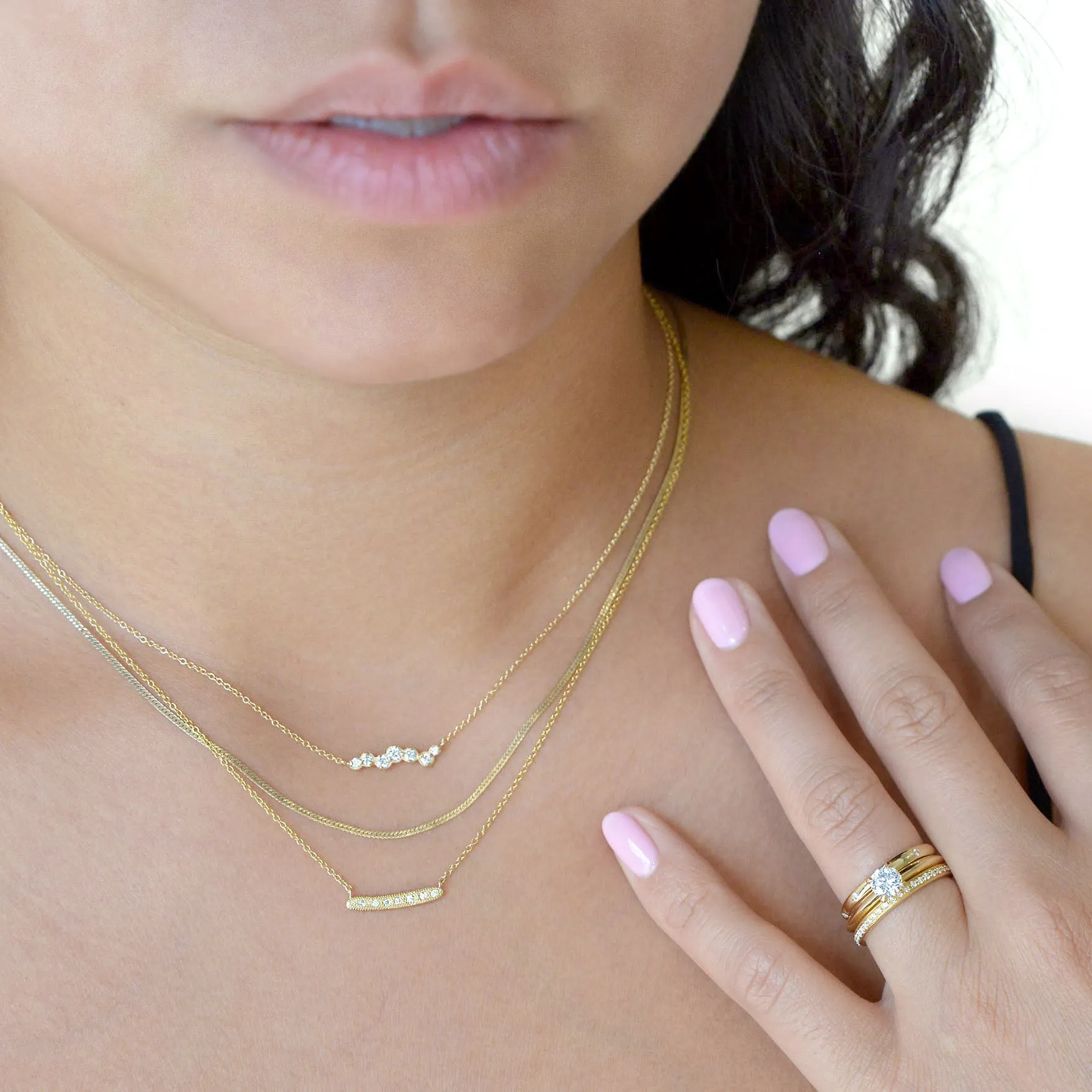 Diamond Stardust Mini Bar Necklace