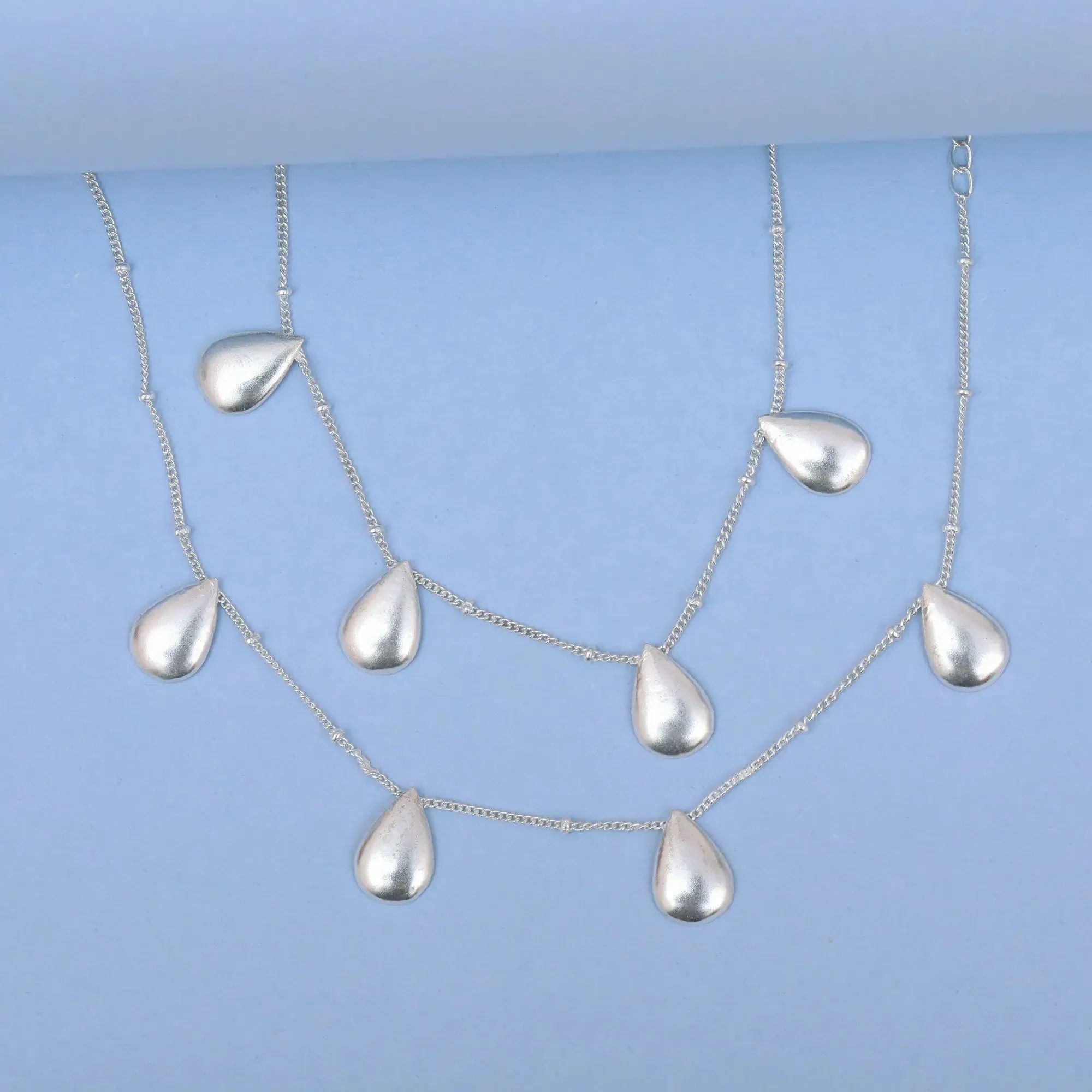 Drop Motif Anklet In Silver 92.5