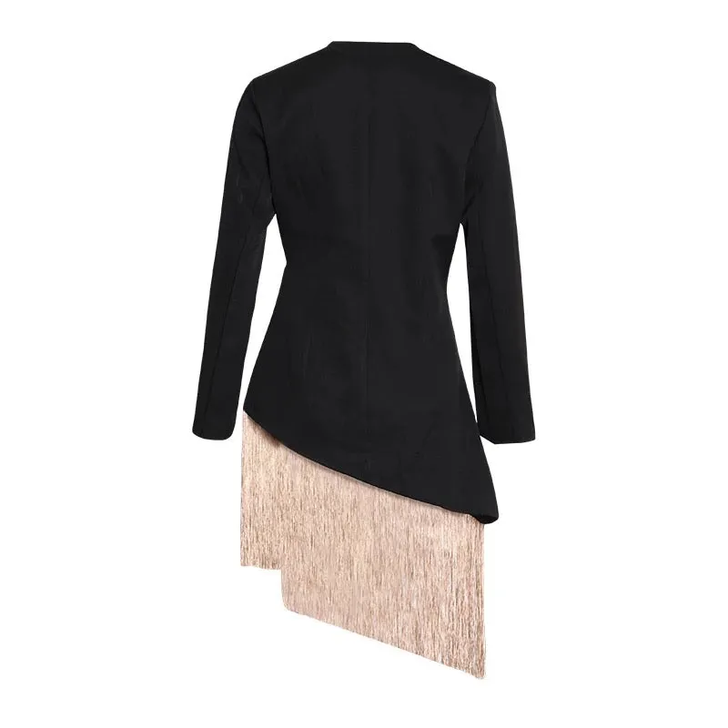 Embroidered Long Asymmetrical Tassel Coat