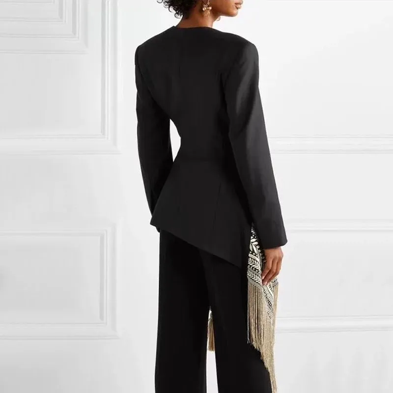 Embroidered Long Asymmetrical Tassel Coat