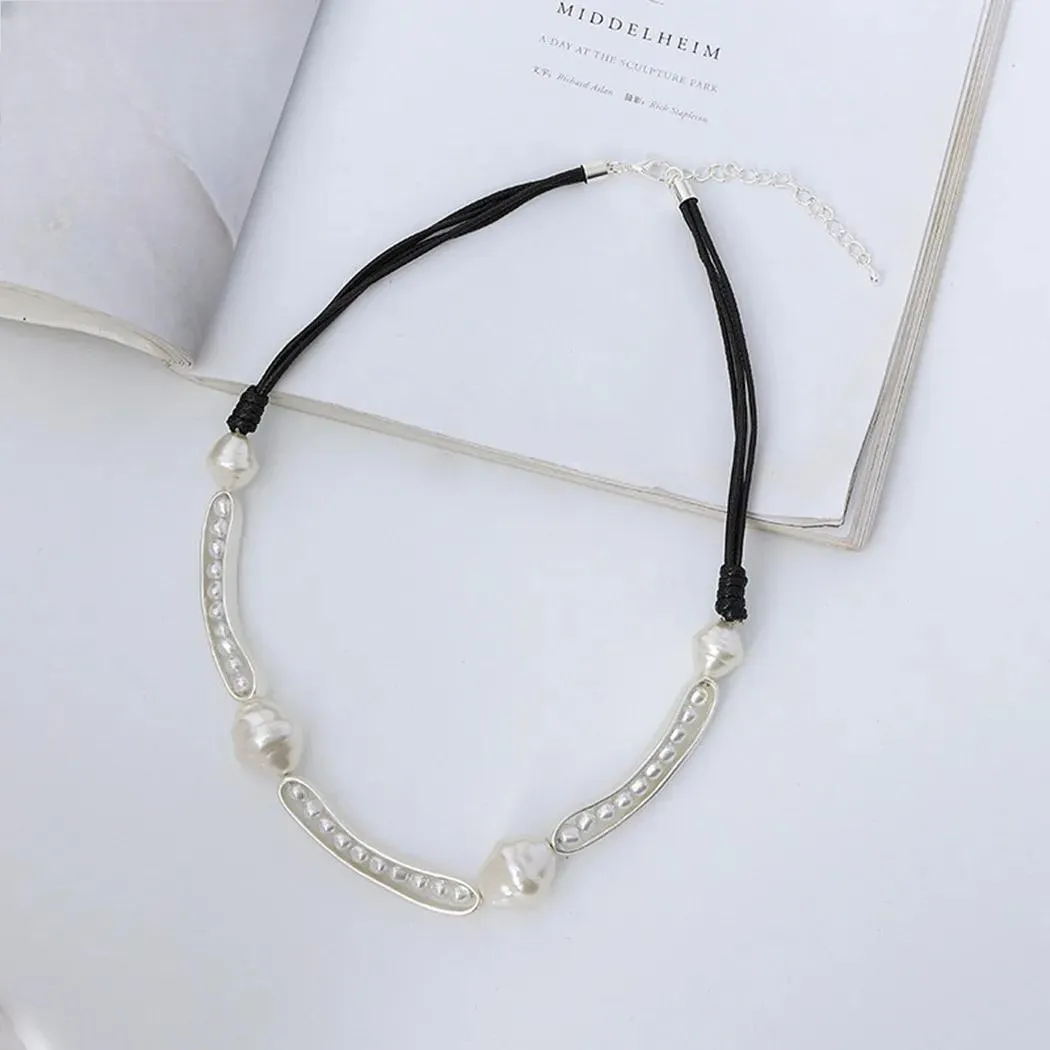 Fashion Silver Color Collares Choker Necklace with Beads Goth Jewelry for Women